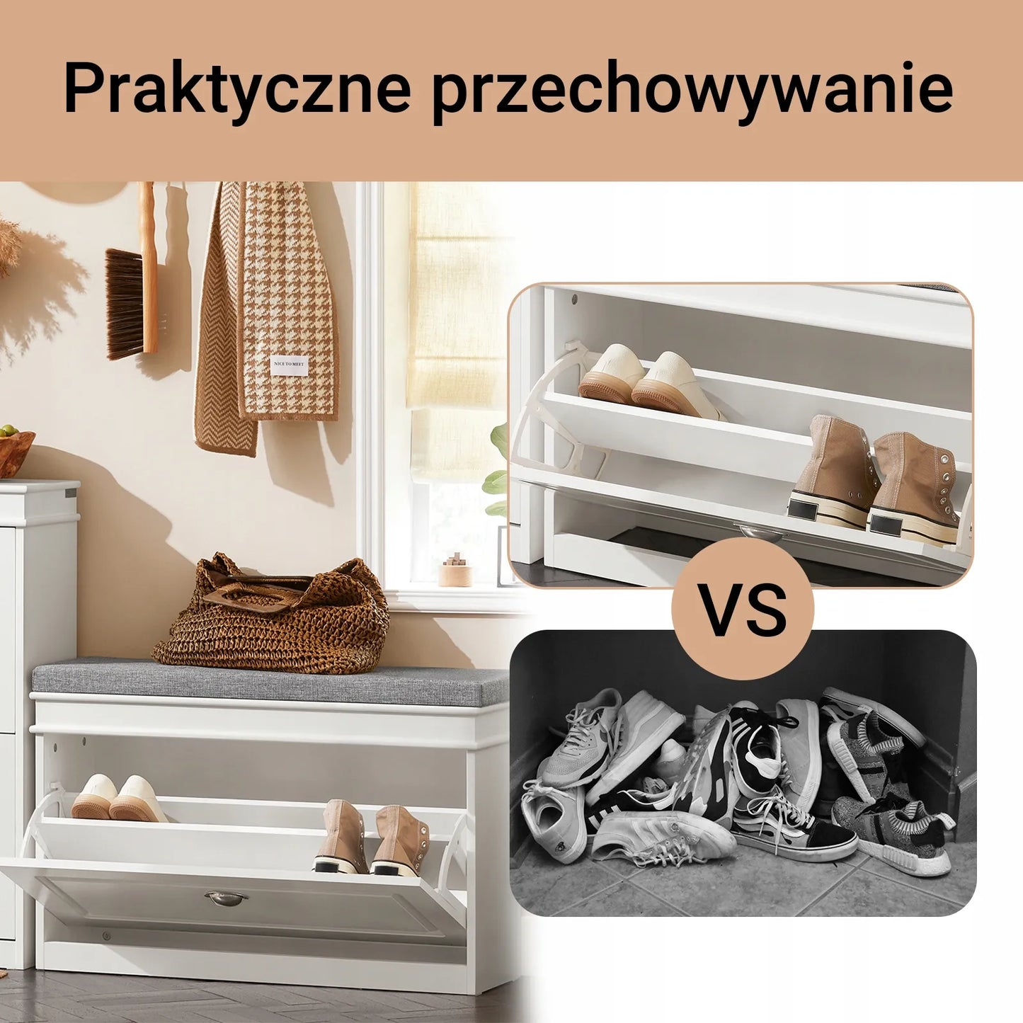 SoBuy batų spintelė su suoliuku FSR82-L-W