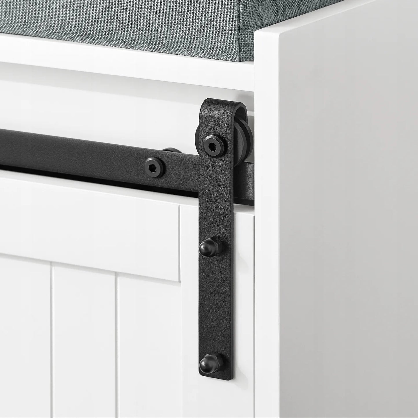 SoBuy batų spintelė-suoliukas su sėdimąja dalimi ir stumdomomis durimis 90cm FSR133-K-W