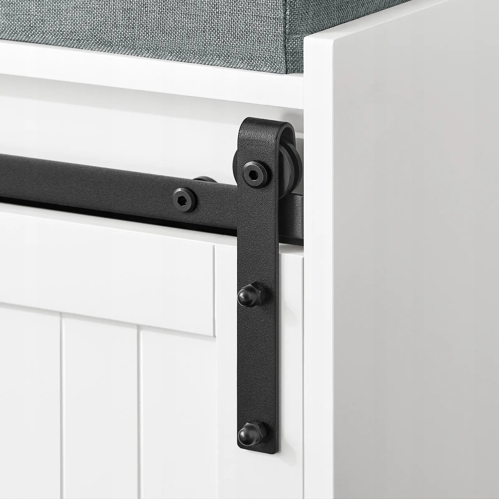 SoBuy batų spintelė-suoliukas su sėdimąja dalimi ir stumdomomis durimis 90cm FSR133-K-W