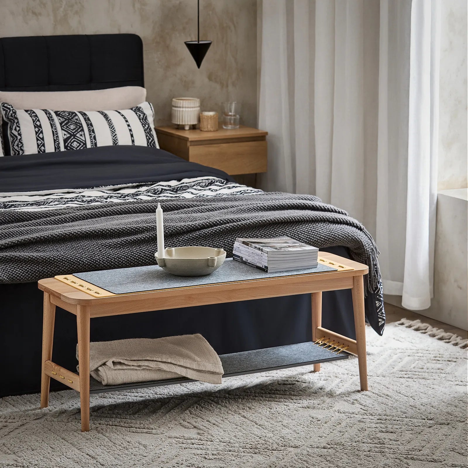 SoBuy batų suoliukas su sėdyne, 110 cm, HFSR01-N