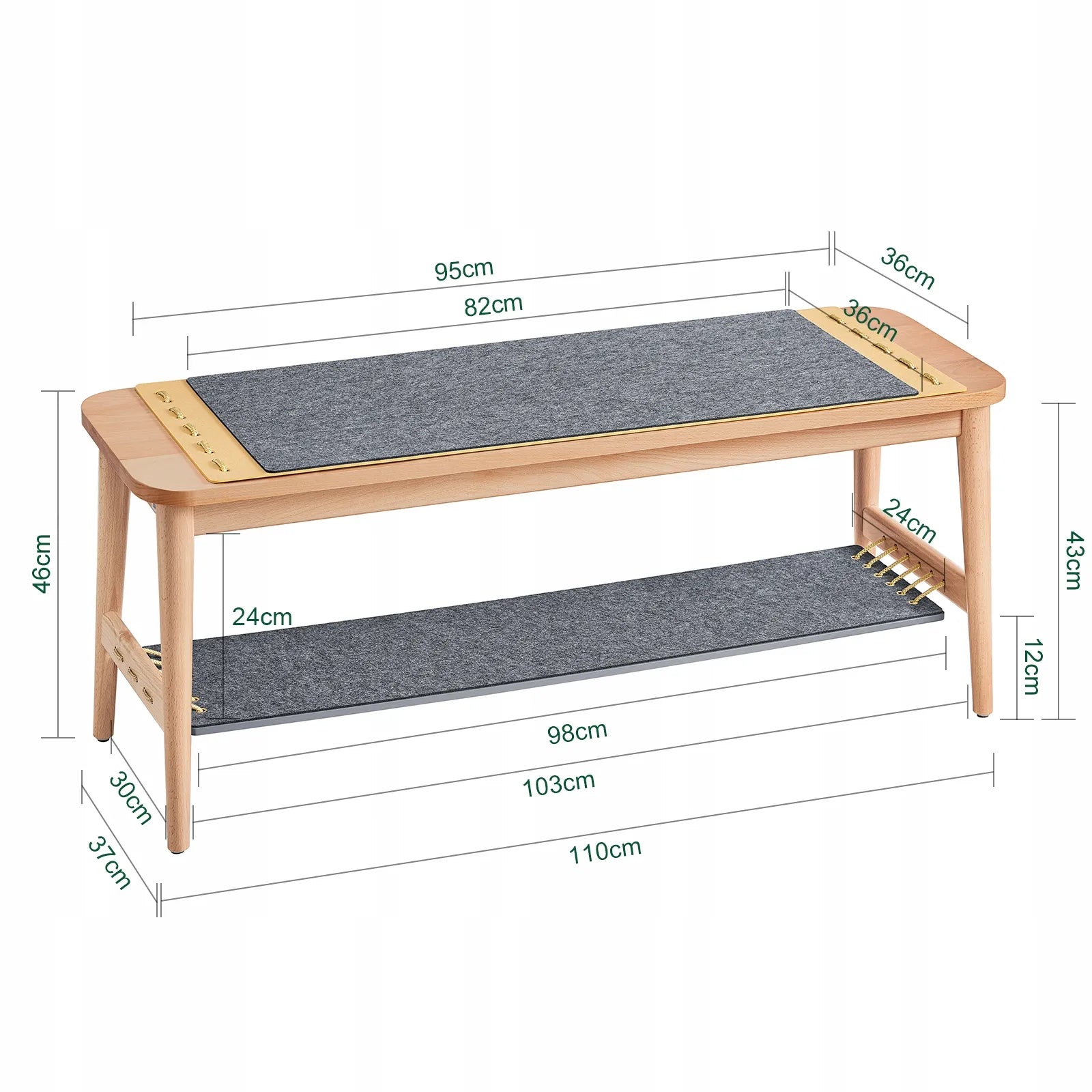 SoBuy batų suoliukas su sėdyne, 110 cm, HFSR01-N