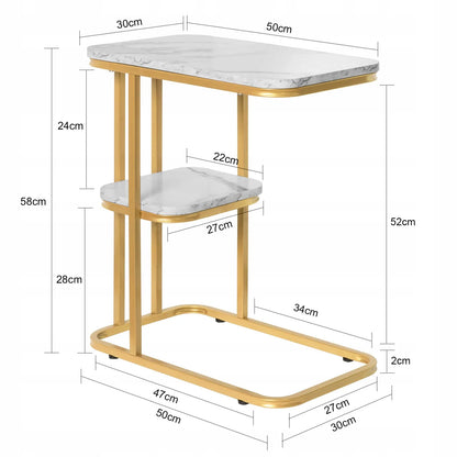 SoBuy FBT110-G auksinis šoninis staliukas su 2 lentynomis, 30 × 50 × 58 cm