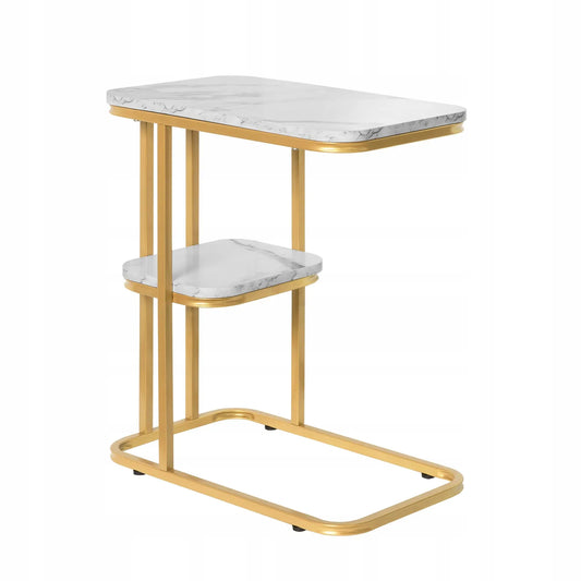SoBuy FBT110-G auksinis šoninis staliukas su 2 lentynomis, 30 × 50 × 58 cm