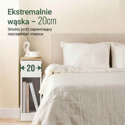 SoBuy FBT111-W balta naktinė spintelė su stalčiumi ir lentyna, 20 × 35 × 60 cm