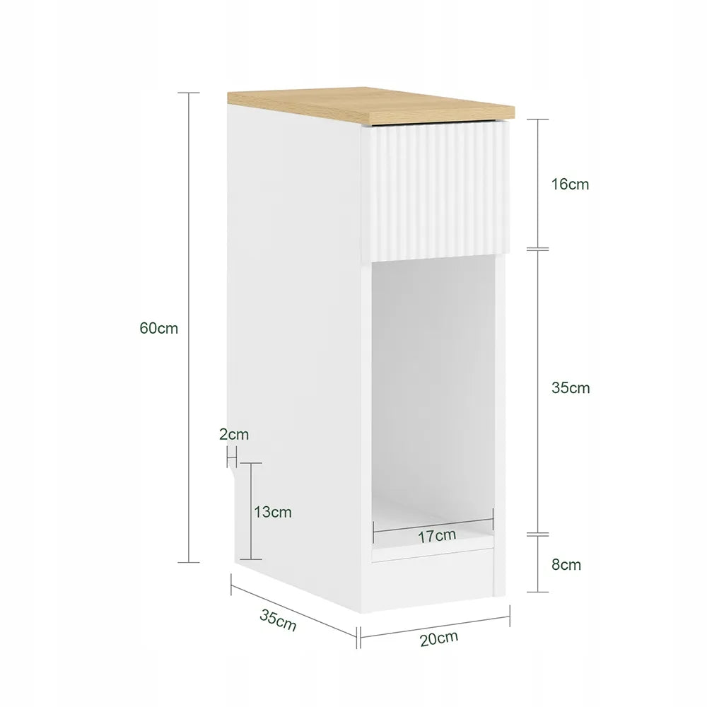 SoBuy FBT111-W balta naktinė spintelė su stalčiumi ir lentyna, 20 × 35 × 60 cm