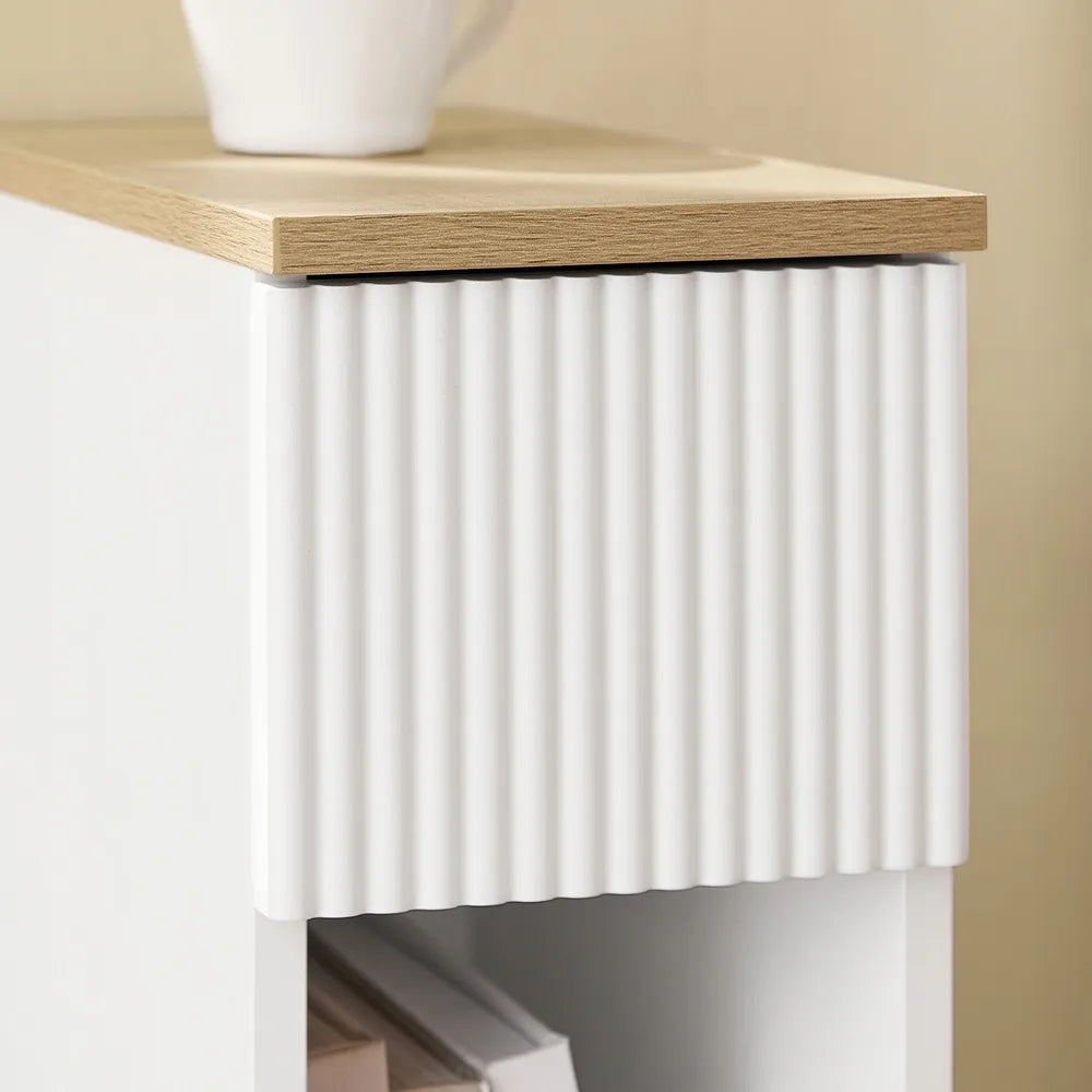SoBuy FBT111-W balta naktinė spintelė su stalčiumi ir lentyna, 20 × 35 × 60 cm