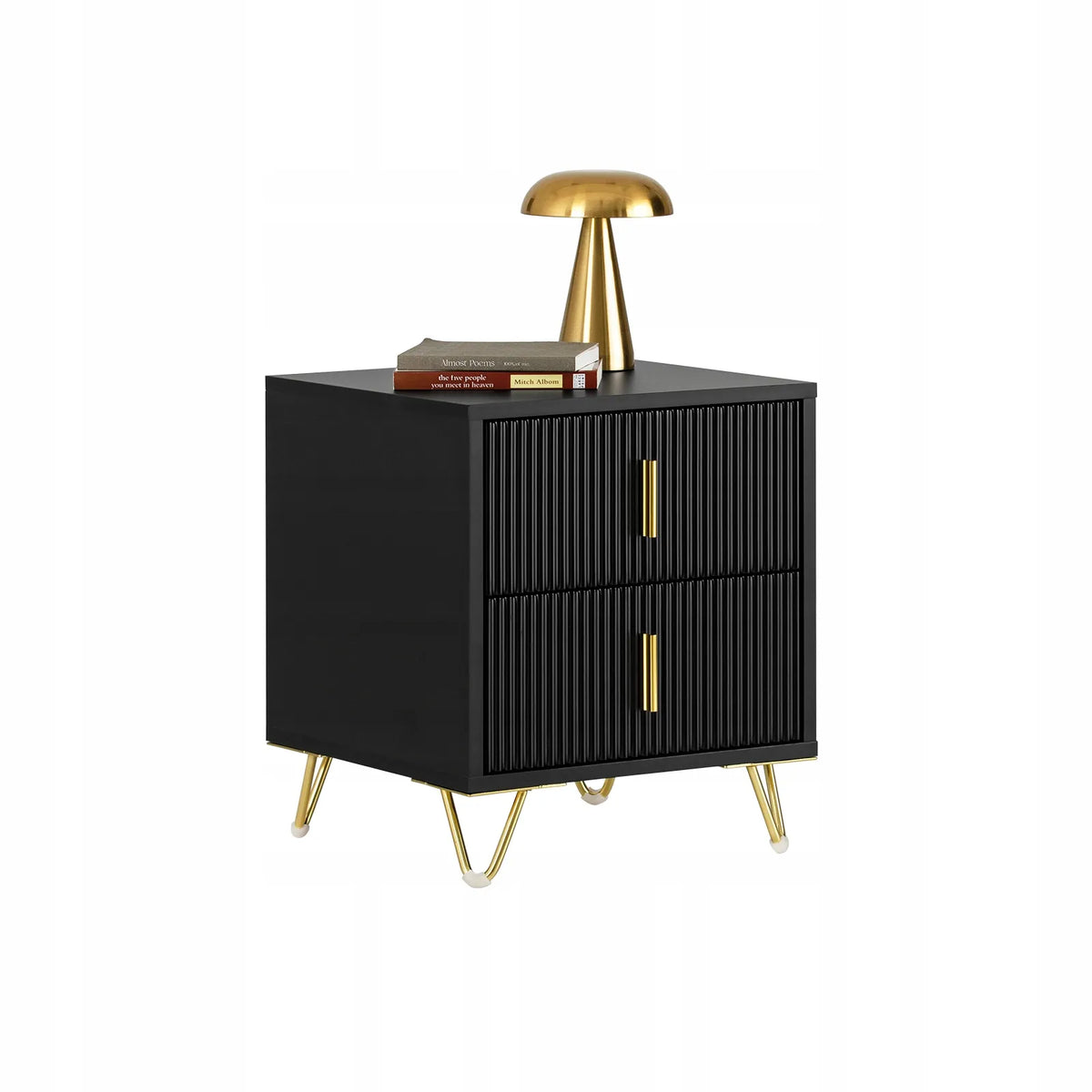 SoBuy FBT115-SCH juoda naktinė spintelė su 2 stalčiais, 40 × 40 × 47 cm