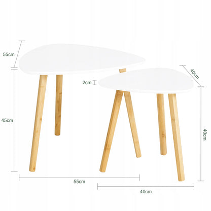 „SoBuy“ FBT74-W lofto stiliaus kavos staliukų komplektas, 2 vnt., balti, 55 × 55 × 45 cm