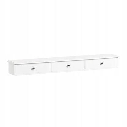 SoBuy FRG43-L-W balta pakabinama lentyna su trimis stalčiais, 93 × 15 cm