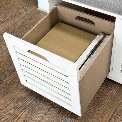 SoBuy FSR23-K-W apmuštas suoliukas su batų spintele ir lentynomis prieškambariui 71 cm