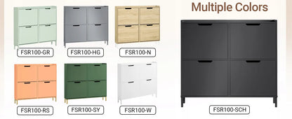 SoBuy juoda batų spintelė prieangiui su 4 durelėmis, 19 cm, FSR100-SCH