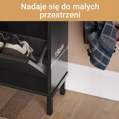 SoBuy juoda batų spintelė prieangiui su 4 durelėmis, 19 cm, FSR100-SCH