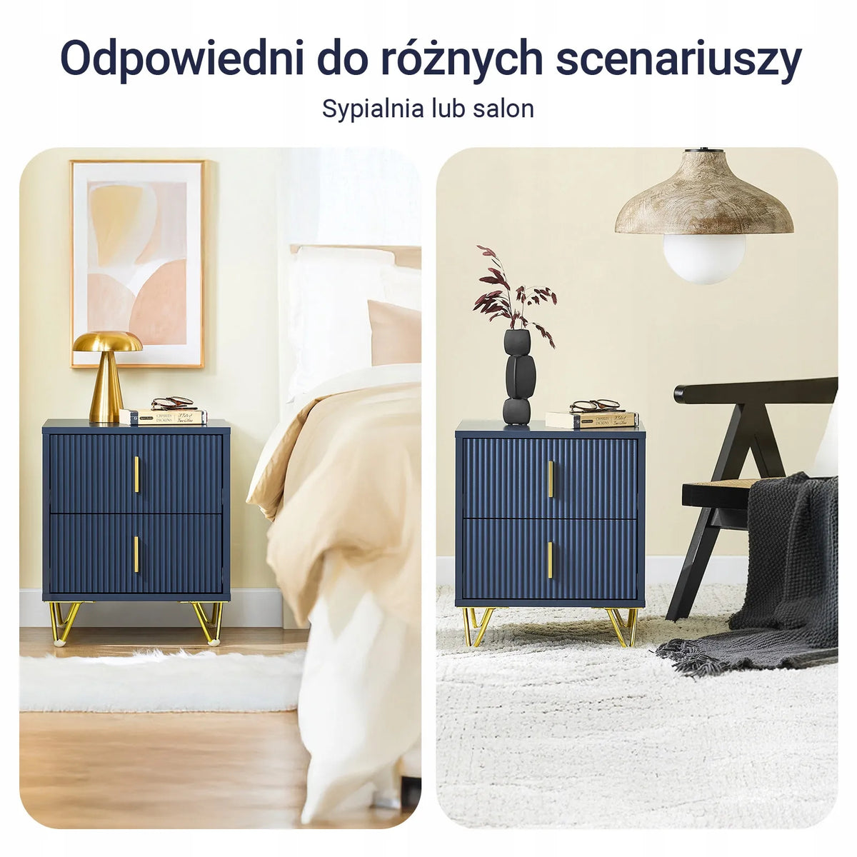 „SoBuy“ naktinė spintelė su 2 stalčiais, balta, 40 × 40 × 47 cm, FBT115-B