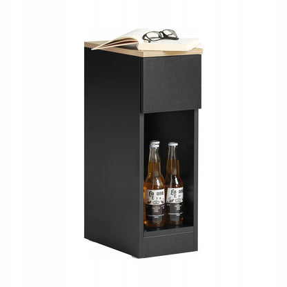 „SoBuy“ naktinis staliukas su stalčiumi ir lentyna, juodas, 20 × 35 × 60 cm, FBT111-SCH