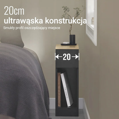 „SoBuy“ naktinis staliukas su stalčiumi ir lentyna, juodas, 20 × 35 × 60 cm, FBT111-SCH