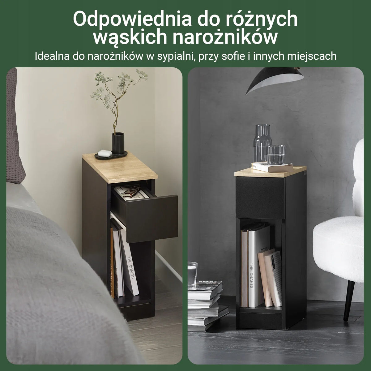 „SoBuy“ naktinis staliukas su stalčiumi ir lentyna, juodas, 20 × 35 × 60 cm, FBT111-SCH