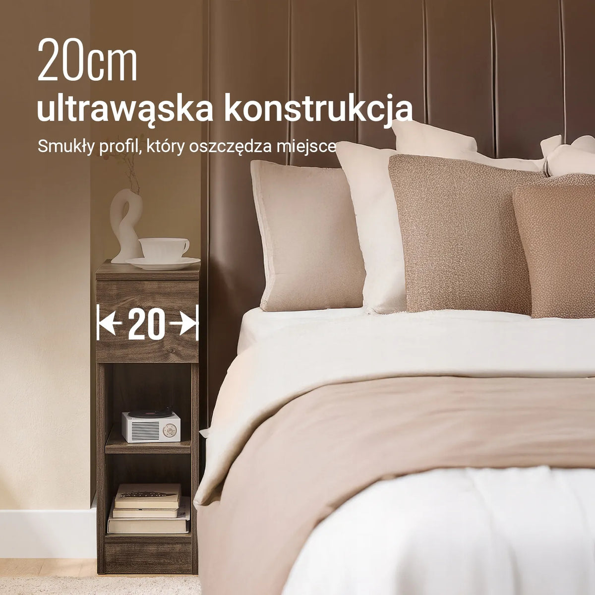 „SoBuy“ naktinis staliukas su stalčiumi ir lentynomis, 35 × 60 × 20 cm, FBT111-SN