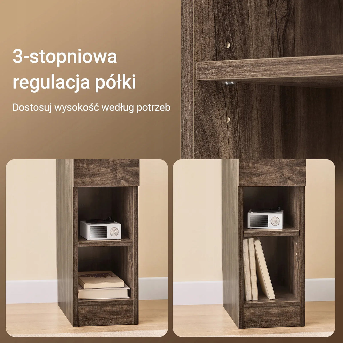 „SoBuy“ naktinis staliukas su stalčiumi ir lentynomis, 35 × 60 × 20 cm, FBT111-SN