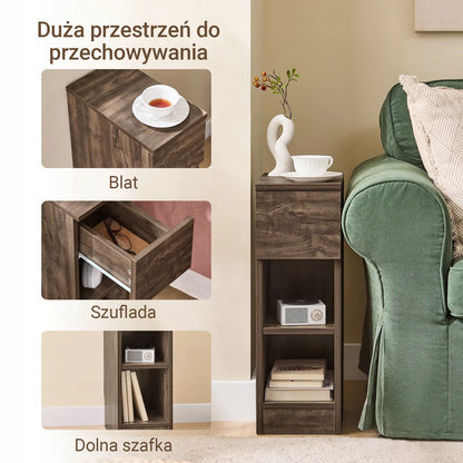 „SoBuy“ naktinis staliukas su stalčiumi ir lentynomis, 35 × 60 × 20 cm, FBT111-SN