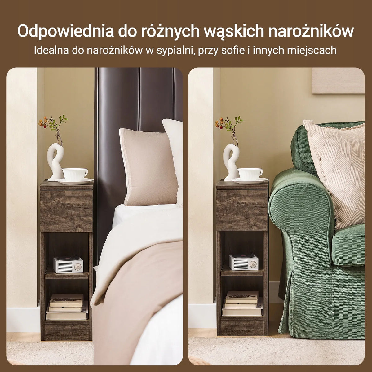 „SoBuy“ naktinis staliukas su stalčiumi ir lentynomis, 35 × 60 × 20 cm, FBT111-SN