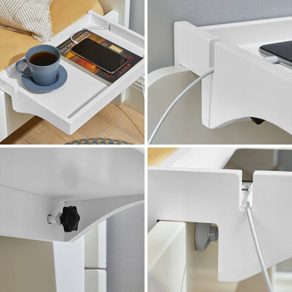 SoBuy NKD01-W naktinė lentynėlė prie lovos, knygų ir telefono lentyna, balta