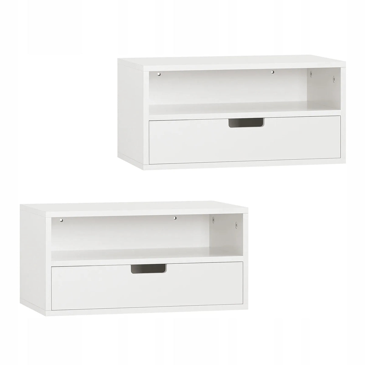 „SoBuy“ pakabinama naktinė spintelė su stalčiumi, balta, NKD03-Wx2