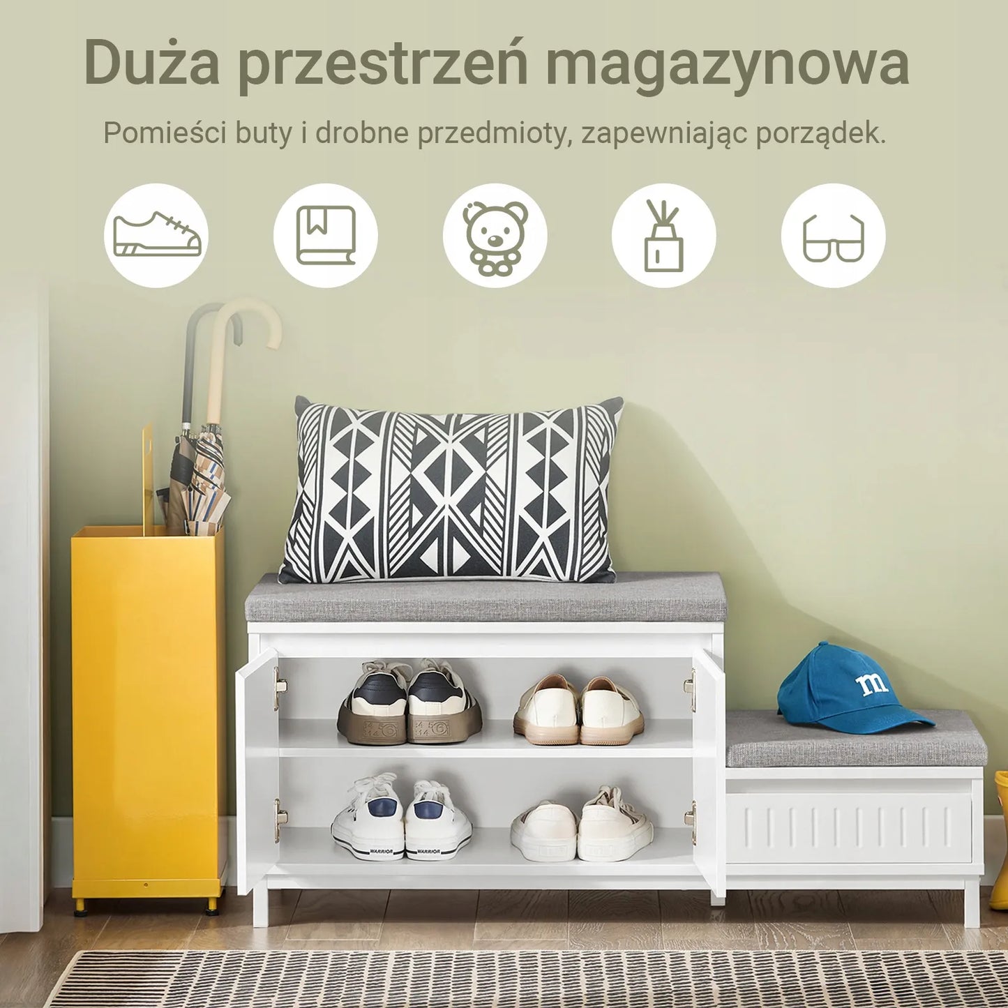 SoBuy suoliukas batų dėžė su sėdimąja dalimi 100x35cm FSR125-WN