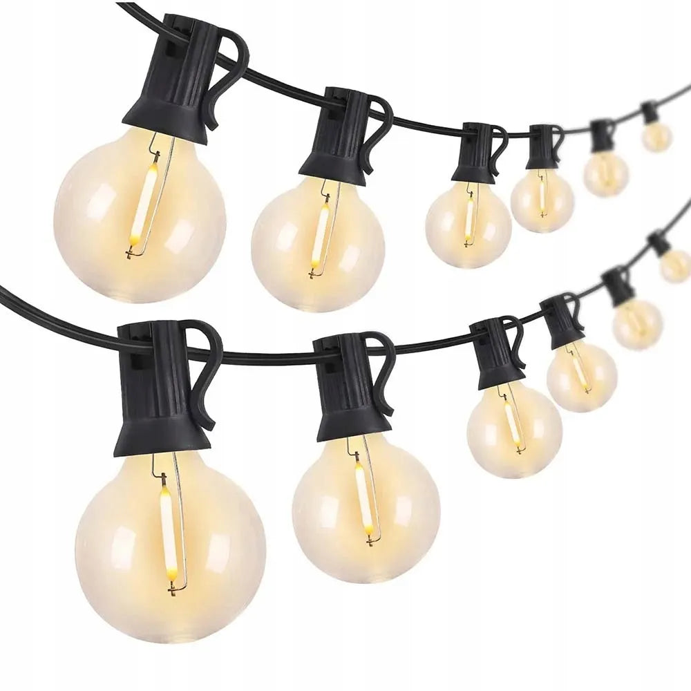 Sodo girlianda 15m LED šviesų grandinė IP65 25x 1W WW G40 230V