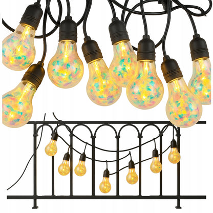 Sodo girlianda 5m 10 LED E27 230V dekoratyvinės lemputės spalvotas akcentas