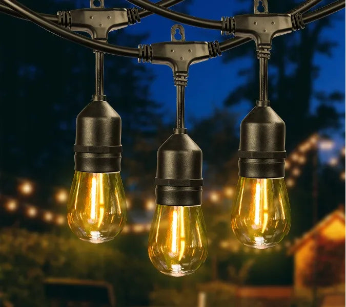 Sodo girlianda RGR 10m 10 LED E27 230V šilta šviesa, jungiama