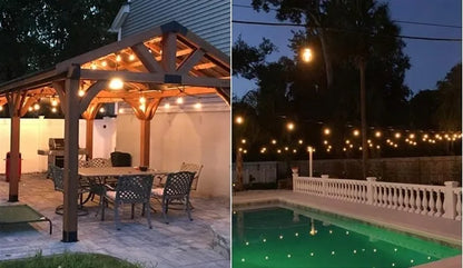 Sodo girlianda RGR 10m 10 LED E27 230V šilta šviesa, jungiama