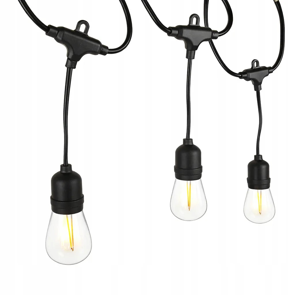 Sodo LED girlianda 10 m, 20 x E27 lemputės, pritemdoma, 230 V
