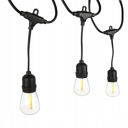 Sodo LED girlianda 10 m, 20 x E27 lemputės, pritemdoma, 230 V
