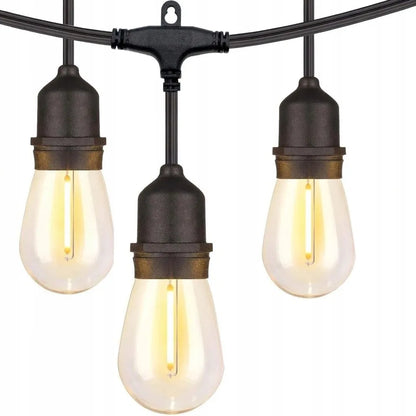 Sodo LED girlianda 10 m, 20 x E27 lemputės, pritemdoma, 230 V