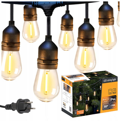 Sodo LED girlianda 10 m, 20 x E27 lemputės, pritemdoma, 230 V