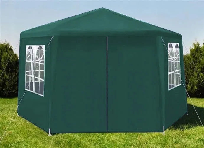 Sodo palapinė pavėsinė 4x4 m žalia 6 sienelės HEXAGON
