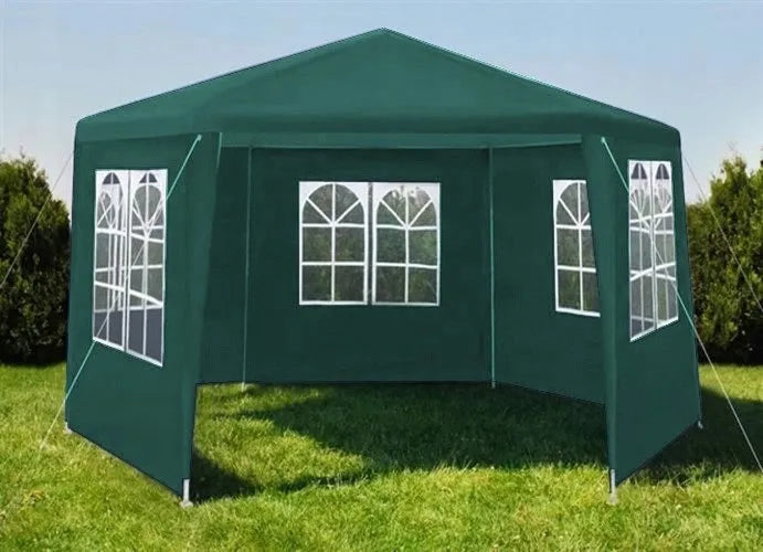 Sodo palapinė pavėsinė 4x4 m žalia 6 sienelės HEXAGON
