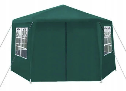 Sodo palapinė pavėsinė 4x4 m žalia 6 sienelės HEXAGON