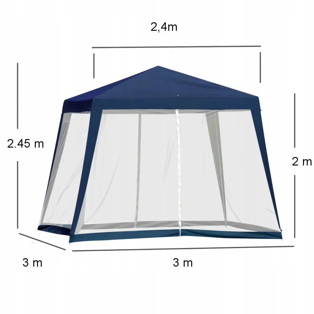 Sodo pavėsinė Holla Garden 3x3m su tinkleliu nuo uodų, mėlyna