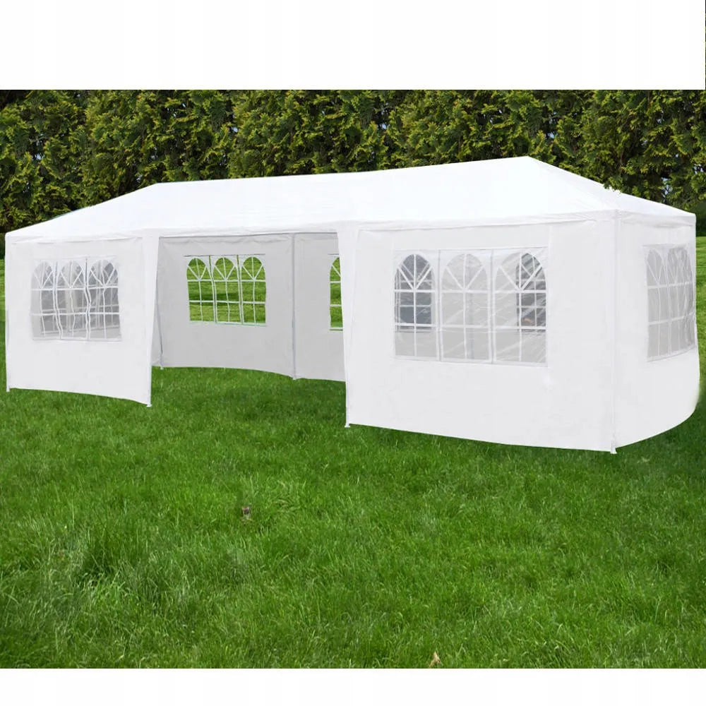Sodo pavėsinė Holla Garden palapinė šventėms balta 3x9 m + 8 sienelės