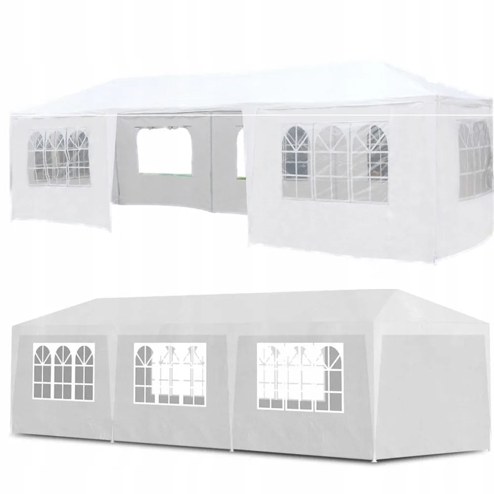 Sodo pavėsinė Holla Garden palapinė šventėms balta 3x9 m + 8 sienelės
