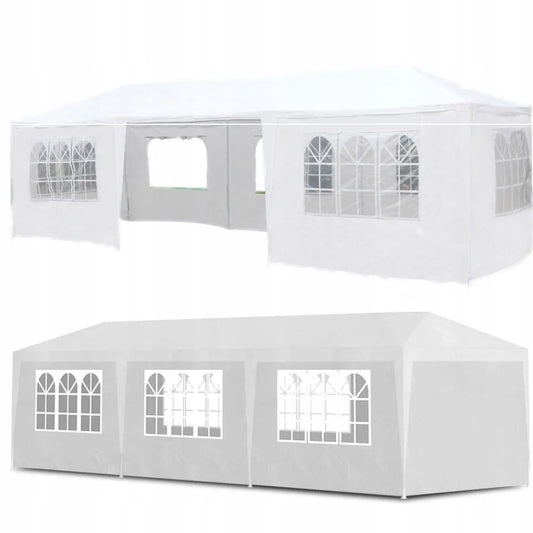 Sodo pavėsinė Holla Garden palapinė šventėms balta 3x9 m + 8 sienelės