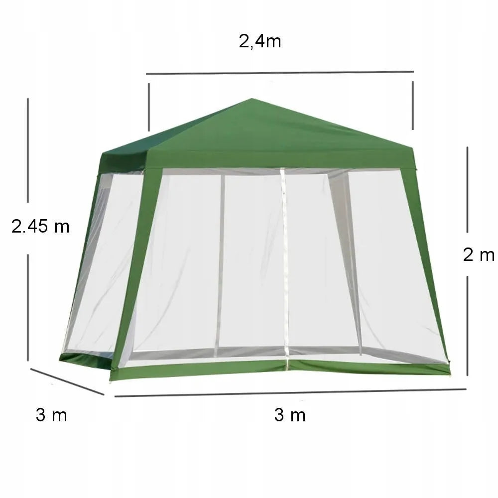 Sodo paviljonas Holla Garden 3x3 m su tinkleliu nuo uodų žalias