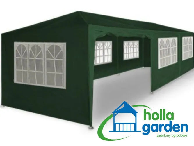 Sodo paviljonas vakarėliams ir maitinimui žalias 3x9 m + 8 sienelės