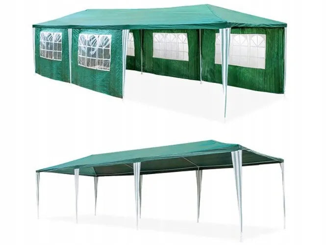 Sodo paviljonas vakarėliams ir maitinimui žalias 3x9 m + 8 sienelės