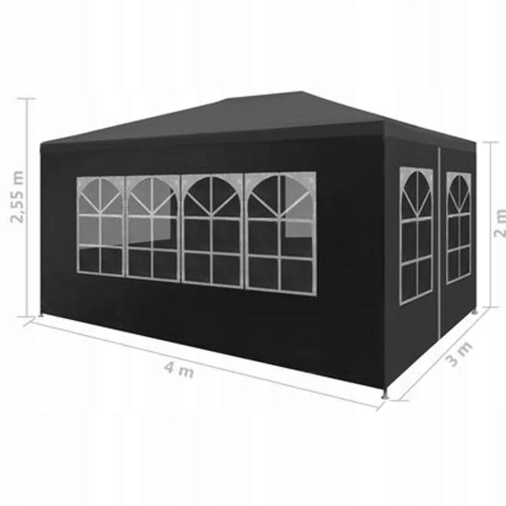 Sodo paviljono palapinė prekybai 3x4 m + 4 sienelės juoda