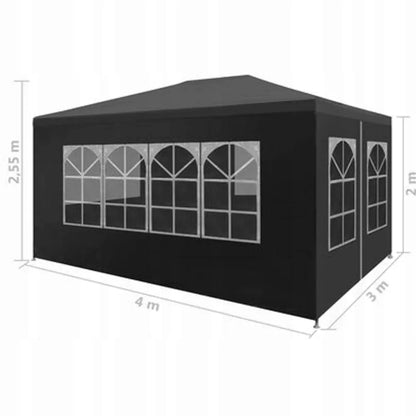 Sodo paviljono palapinė prekybai 3x4 m + 4 sienelės juoda