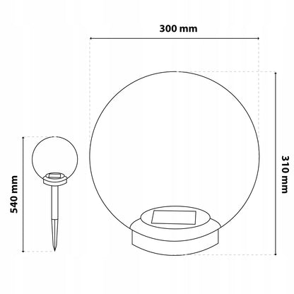 Sodo saulės LED šviestuvas – dekoratyvinis dūminio stiklo rutulys, 30 cm