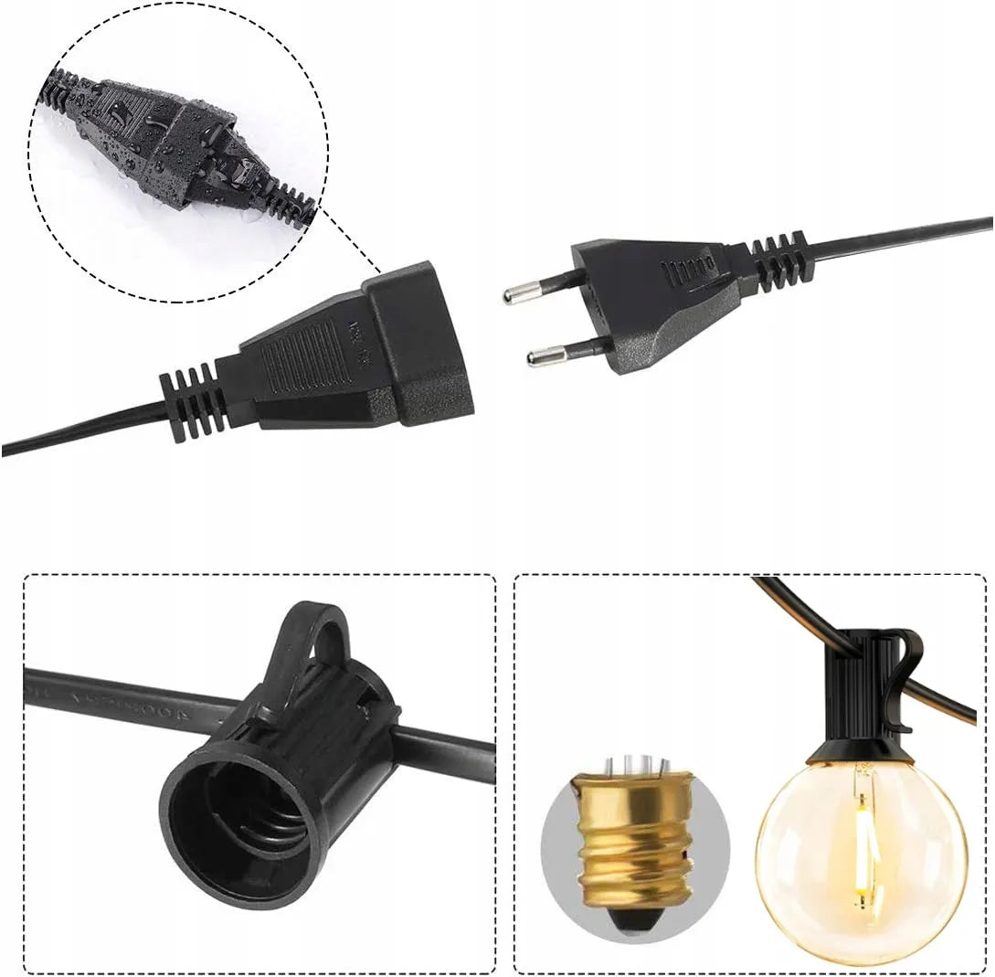 Sodo šviesos girlianda 15m 50 lempučių, lauko apšvietimas