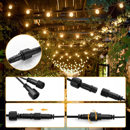 Sodo šviesos girlianda 20 m, 20x LED lemputės 1W, laidas + 2x E12 lemputės dovanų